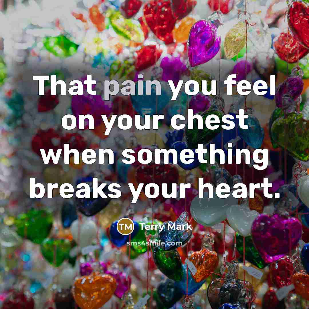 “That pain you feel on your chest when something breaks your heart.” quote by Terry Mark