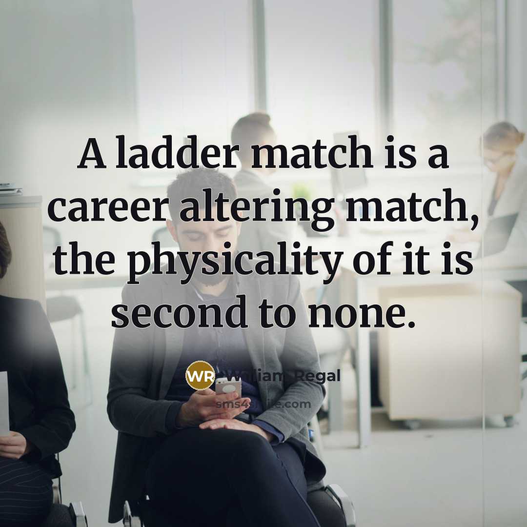 “A ladder match is a career altering match, the physicality of it is second to none.” quote by William Regal