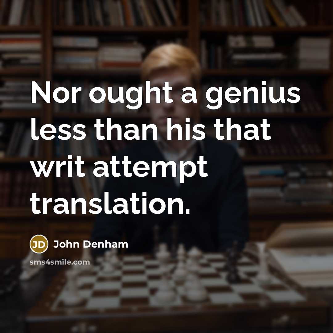 “Nor ought a genius less than his that writ attempt translation.” quote by John Denham