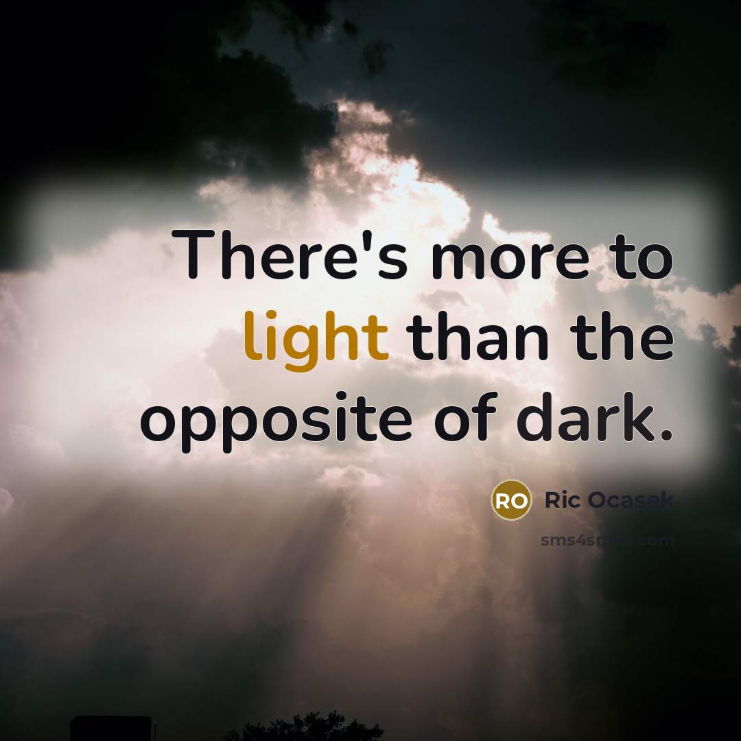 “There's more to light than the opposite of dark.” quote by Ric Ocasek