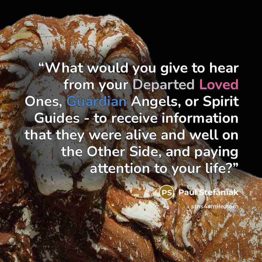 “What would you give to hear from your Departed Loved Ones, Guardian Angels, or Spirit Guides - to receive information that they were alive and well on the Other Side, and paying attention to your life?” quote by Paul Stefaniak