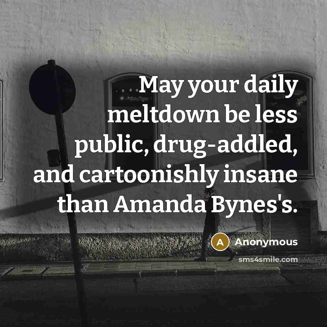 “May your daily meltdown be less public, drug-addled, and cartoonishly insane than Amanda Bynes's.” quote by Anonymous