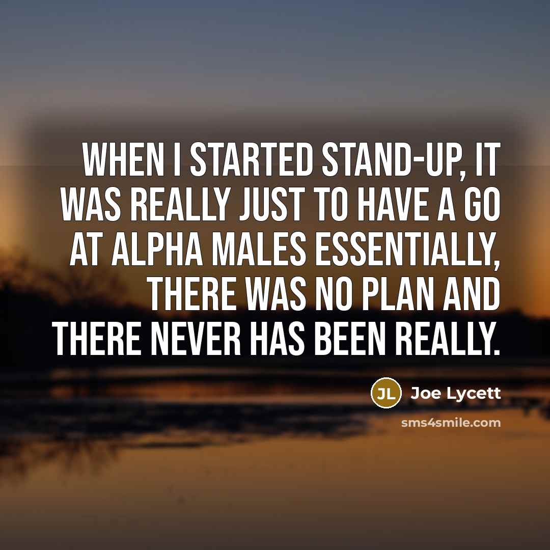 “When I started stand-up, it was really just to have a go at alpha males essentially, there was no plan and there never has been really.” quote by Joe Lycett