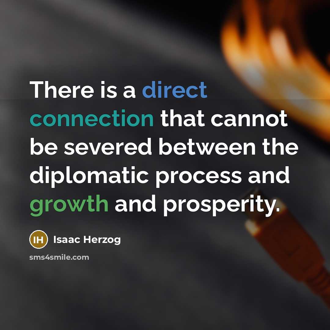 “There is a direct connection that cannot be severed between the diplomatic process and growth and prosperity.” quote by Isaac Herzog