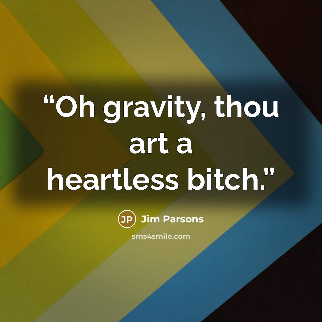 “Oh gravity, thou art a heartless bitch.” quote by Jim Parsons