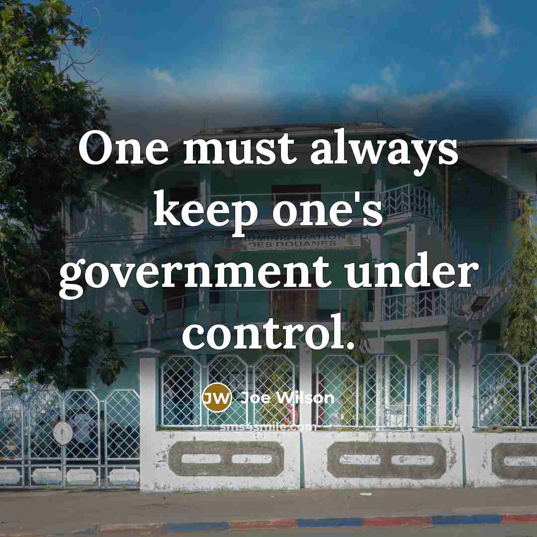 “One must always keep one's government under control.” quote by Joe Wilson
