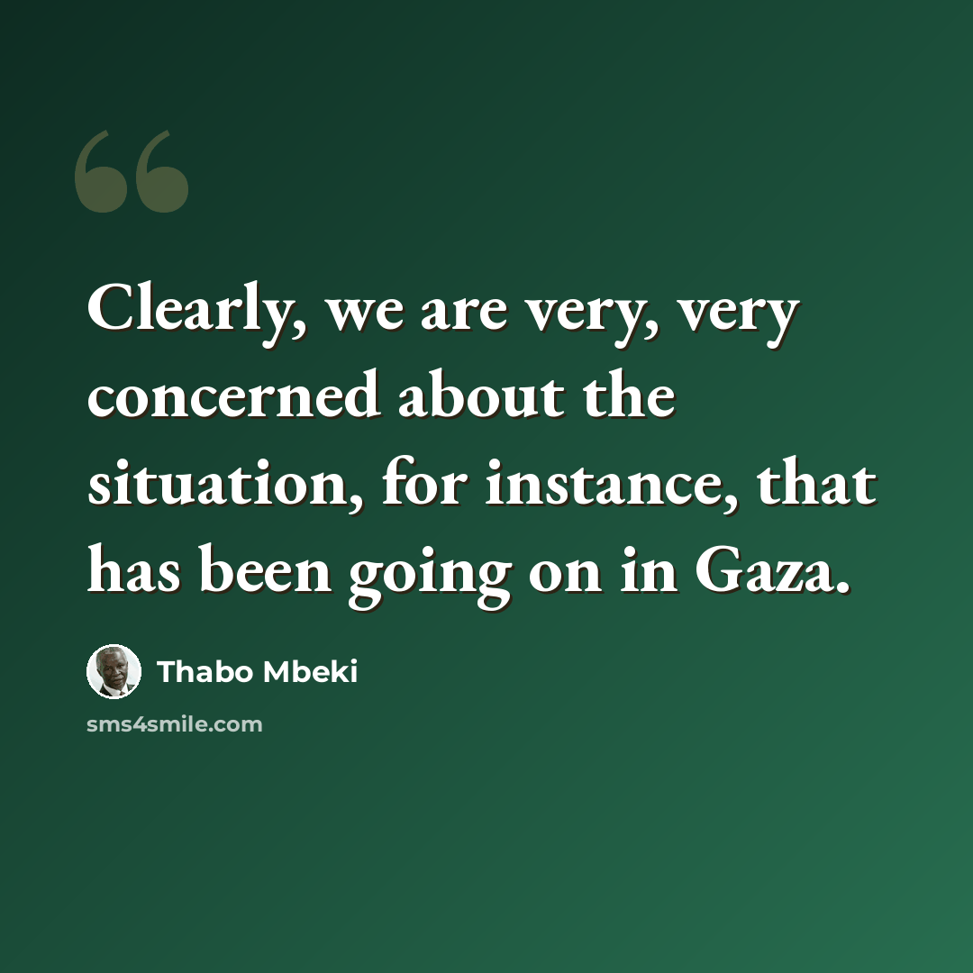 “Clearly, we are very, very concerned about the situation, for instance, that has been going on in Gaza.” quote by Thabo Mbeki