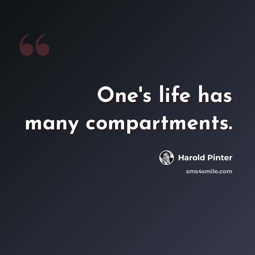 “One's life has many compartments.” quote by Harold Pinter