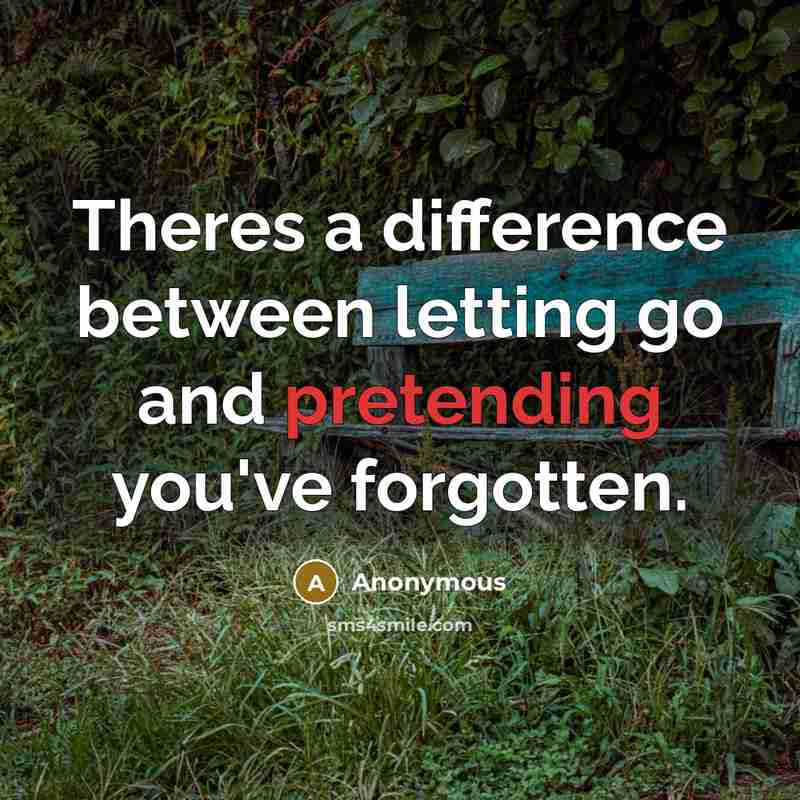 “Theres a difference between letting go and pretending you've forgotten.” quote by Anonymous