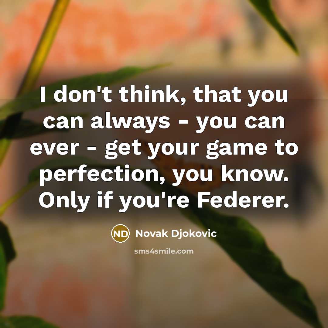 “I don't think, that you can always - you can ever - get your game to perfection, you know. Only if you're Federer.” quote by Novak Djokovic