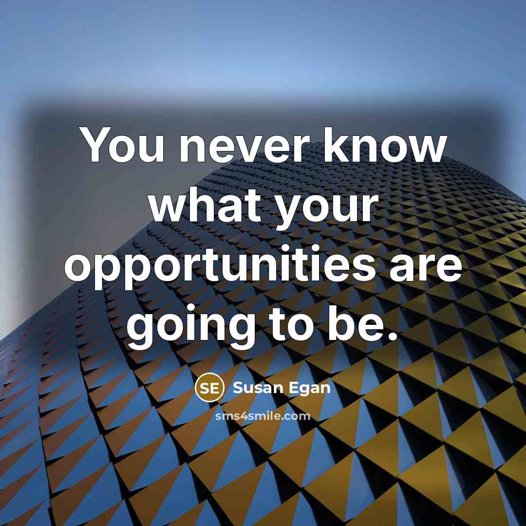 “You never know what your opportunities are going to be.” quote by Susan Egan