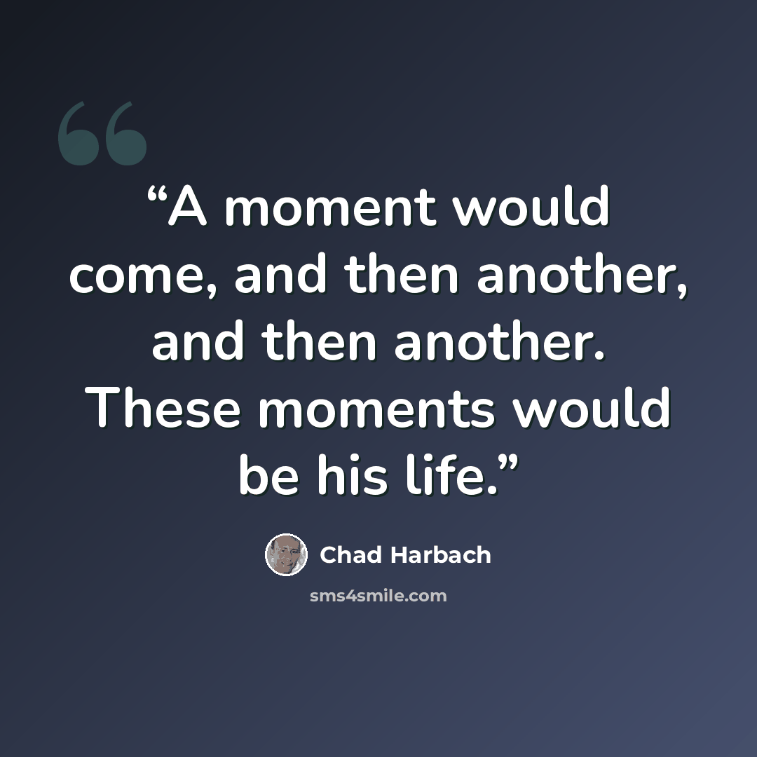 “A moment would come, and then another, and then another. These moments would be his life.” quote by Chad Harbach