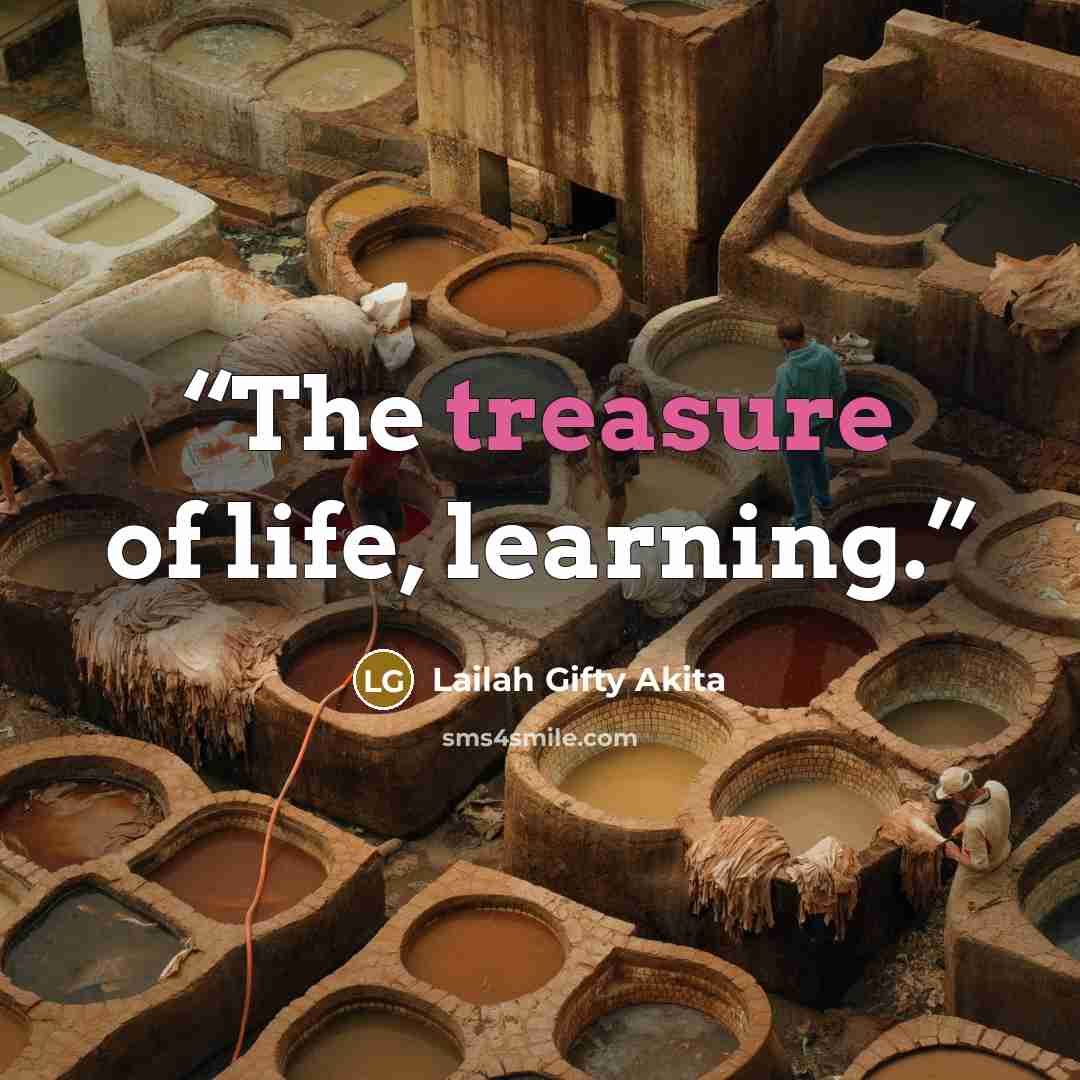 “The treasure of life, learning.” quote by Lailah Gifty Akita
