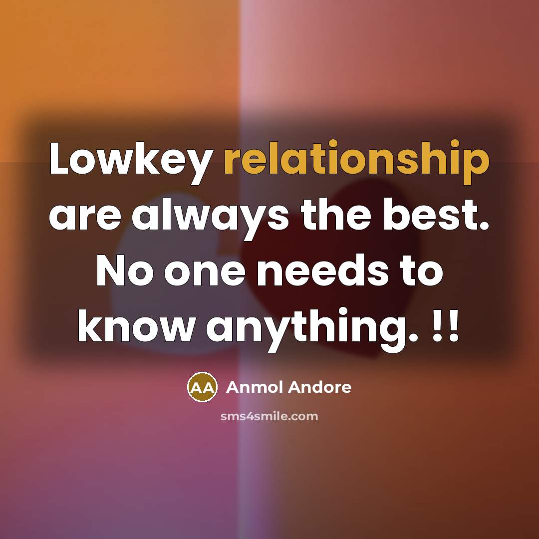 “Lowkey relationship are always the best. No one needs to know anything. !!” quote by Anmol Andore