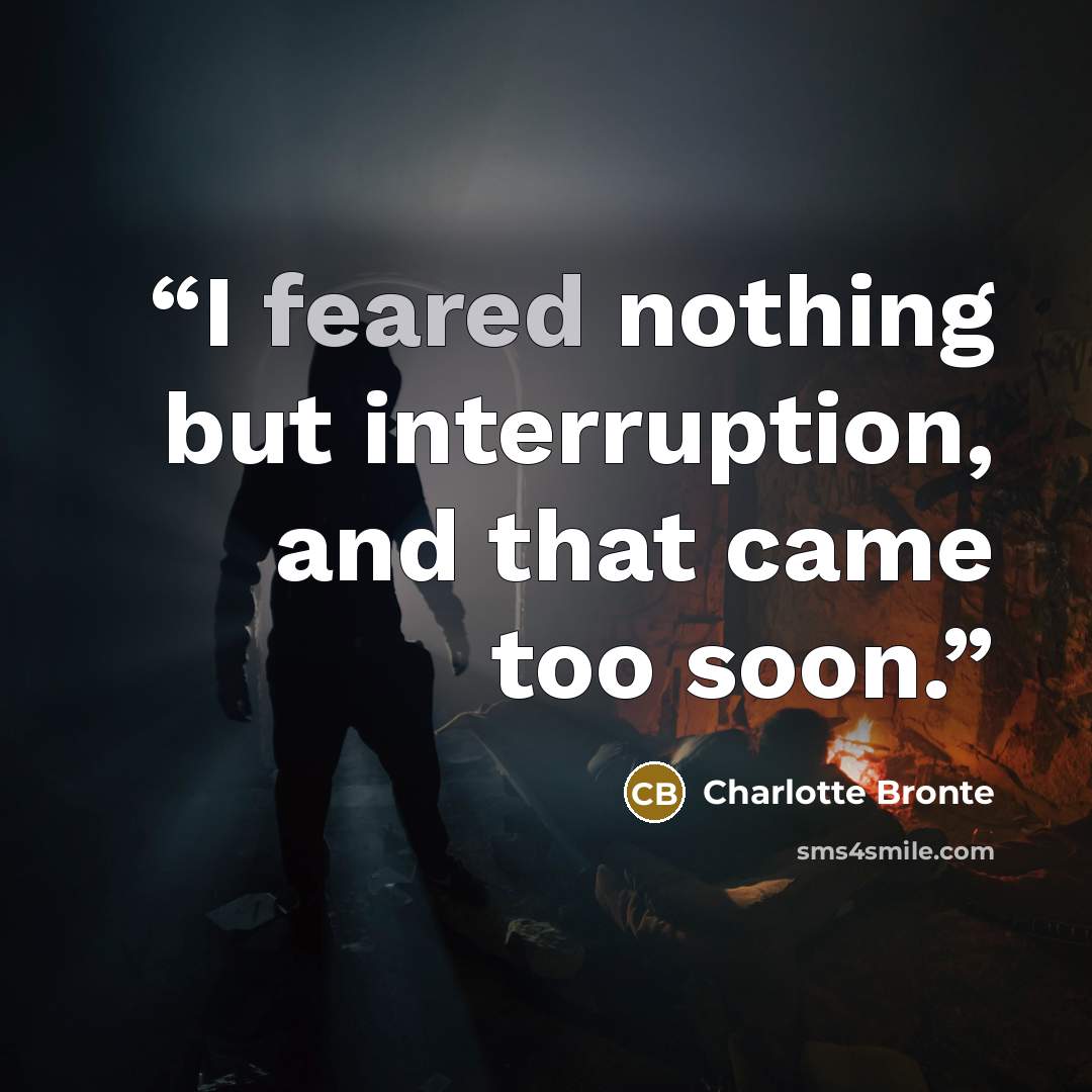 “I feared nothing but interruption, and that came too soon.” quote by Charlotte Brontë