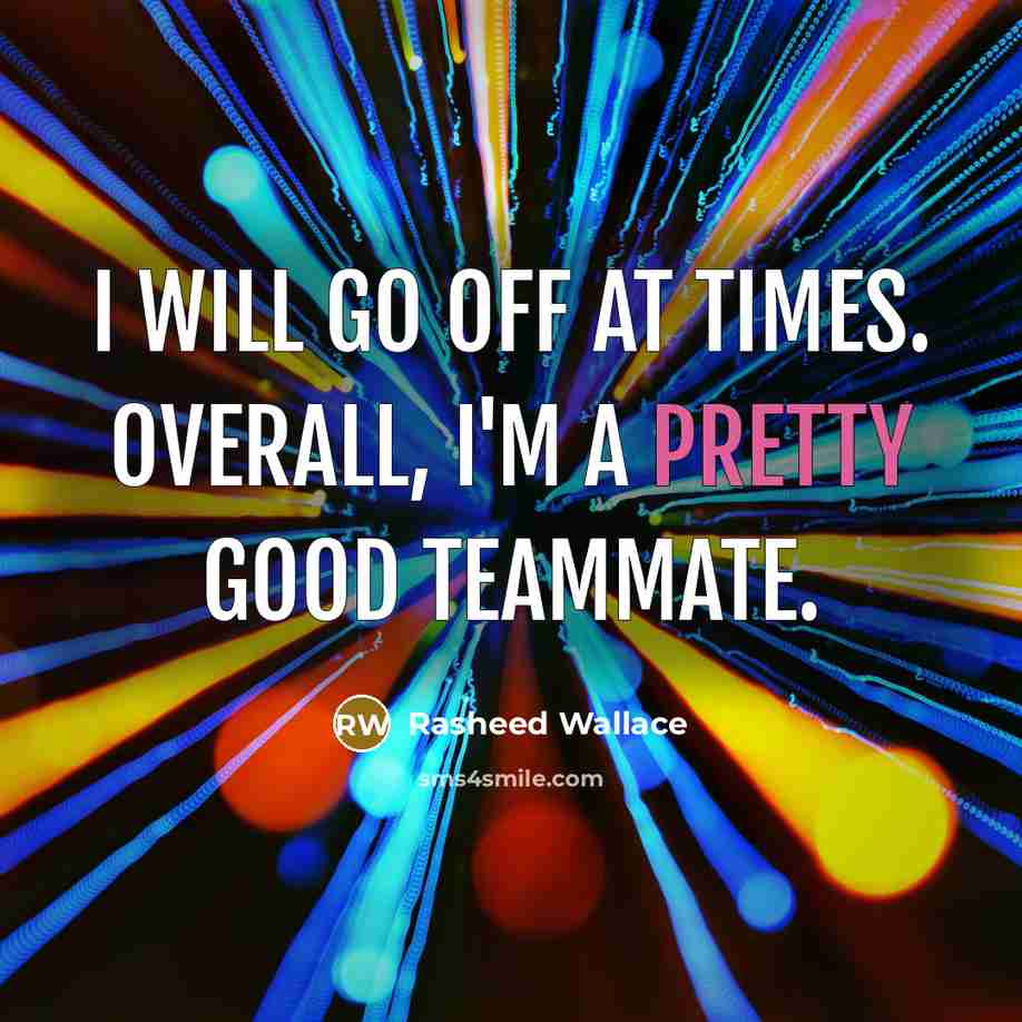 “I will go off at times. Overall, I'm a pretty good teammate.” quote by Rasheed Wallace