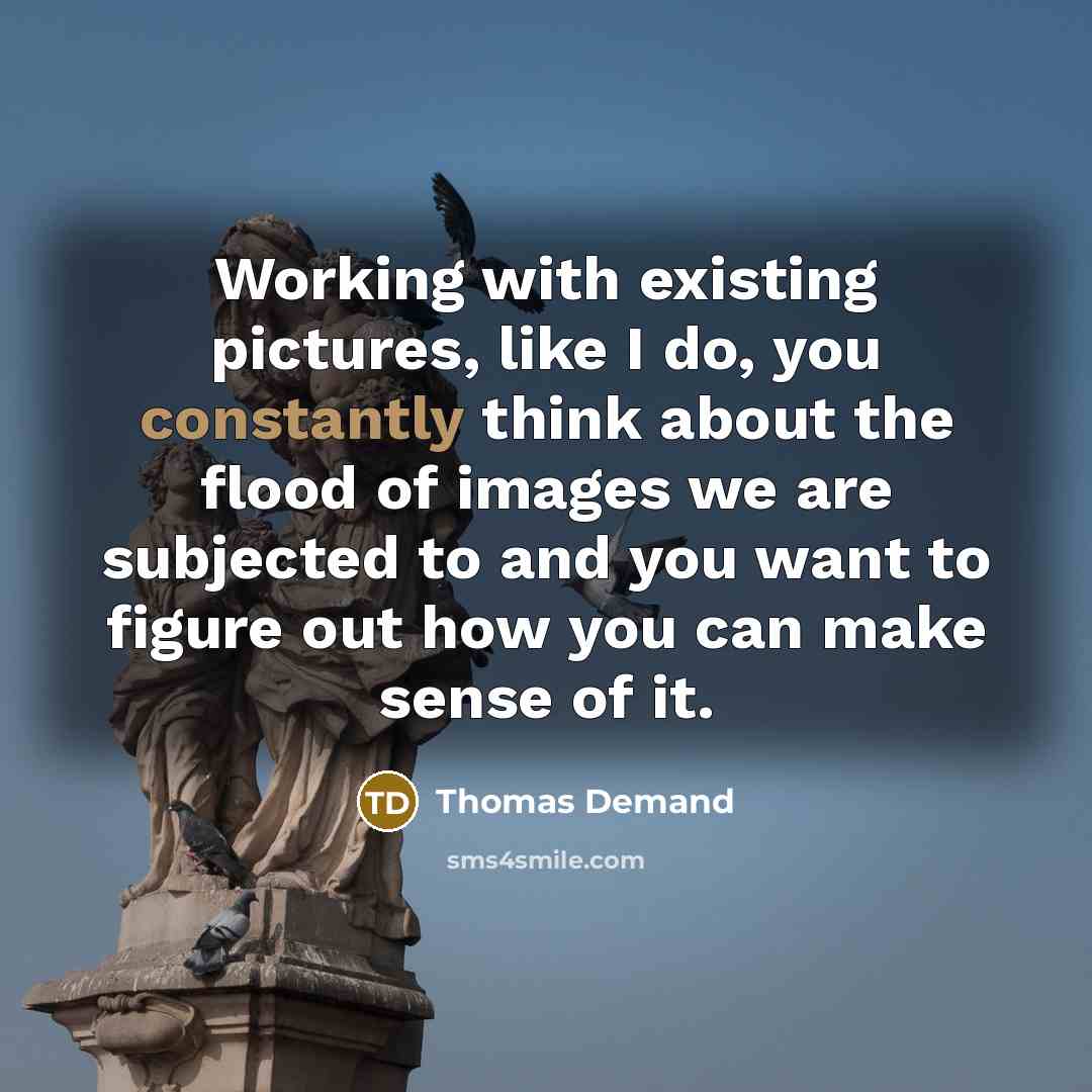 “Working with existing pictures, like I do, you constantly think about the flood of images we are subjected to and you want to figure out how you can make sense of it.” quote by Thomas Demand