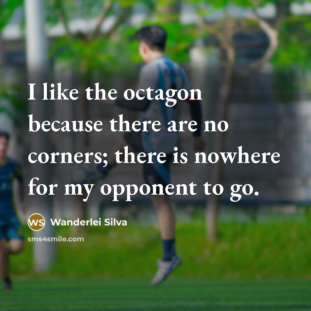“I like the octagon because there are no corners; there is nowhere for my opponent to go.” quote by Wanderlei Silva
