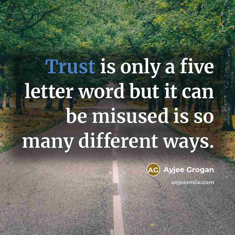 “Trust is only a five letter word but it can be misused is so many different ways.” quote by Ayjee Grogan