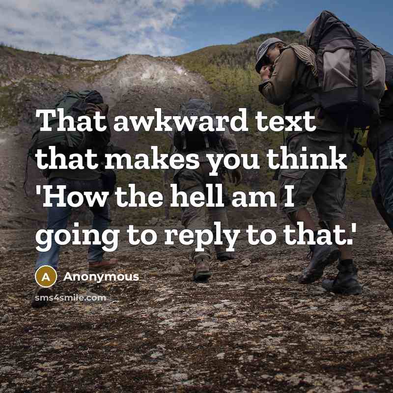 “That awkward text that makes you think 'How the hell am I going to reply to that.'” quote by Anonymous