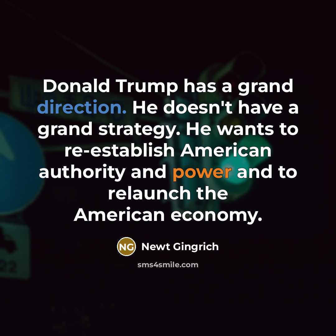 “Donald Trump has a grand direction. He doesn't have a grand strategy. He wants to re-establish American authority and power and to relaunch the American economy.” quote by Newt Gingrich