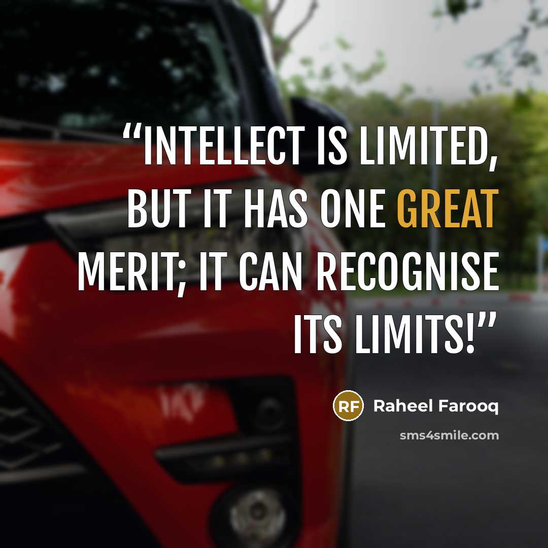 “Intellect is limited, but it has one great merit; it can recognise its limits!” quote by Raheel Farooq