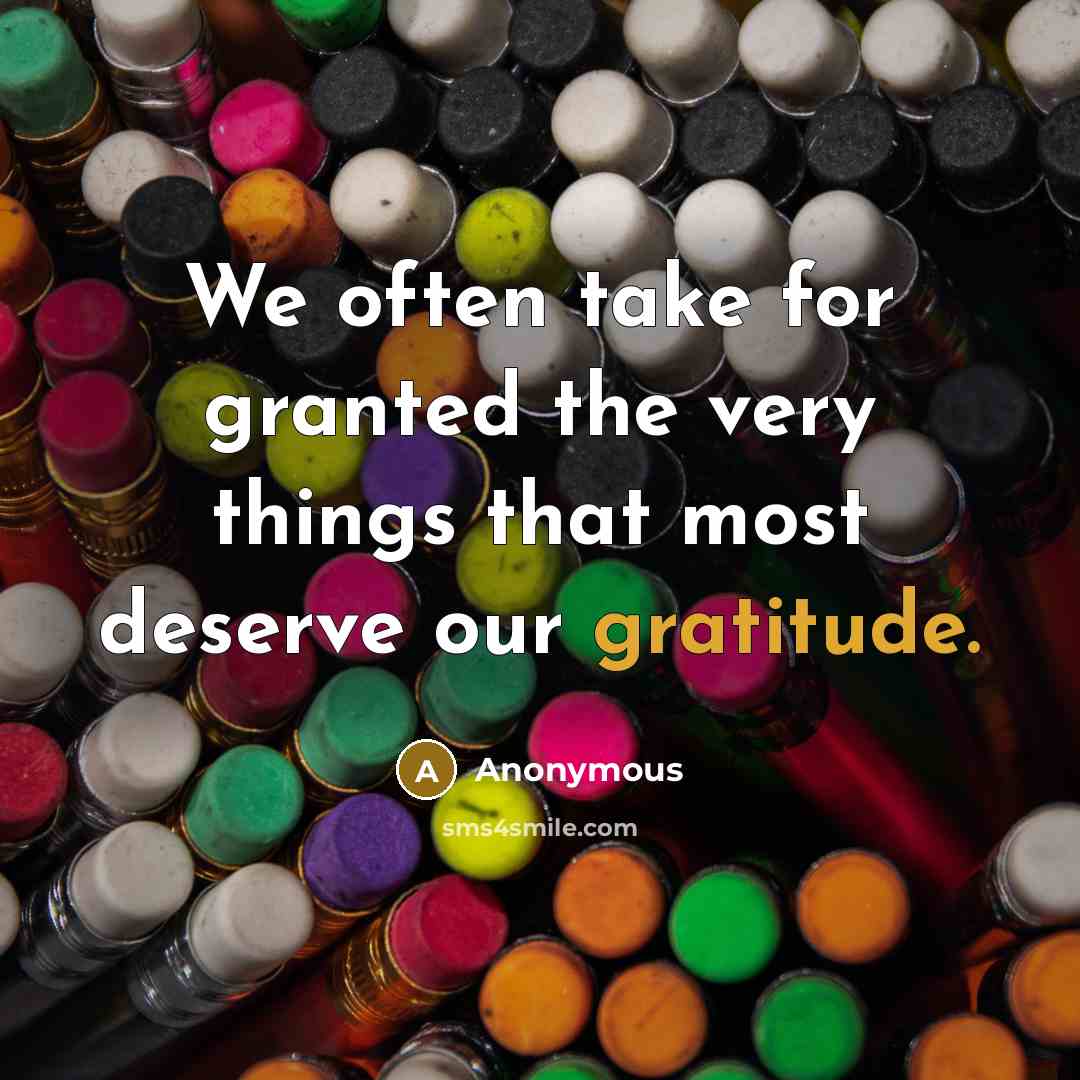 “We often take for granted the very things that most deserve our gratitude.” quote by Anonymous