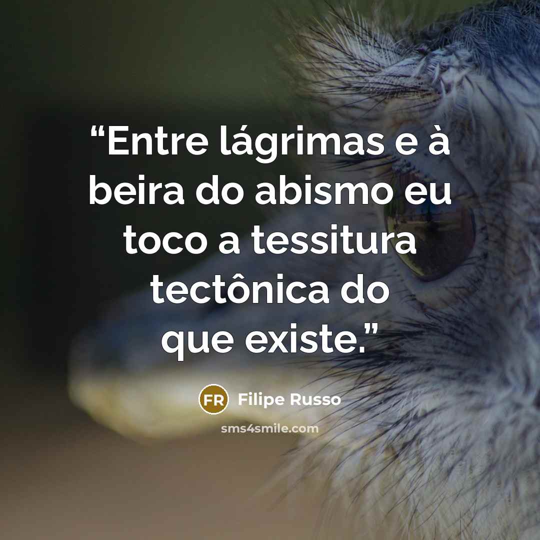 “Entre lágrimas e à beira do abismo eu toco a tessitura tectônica do que existe.” quote by Filipe Russo