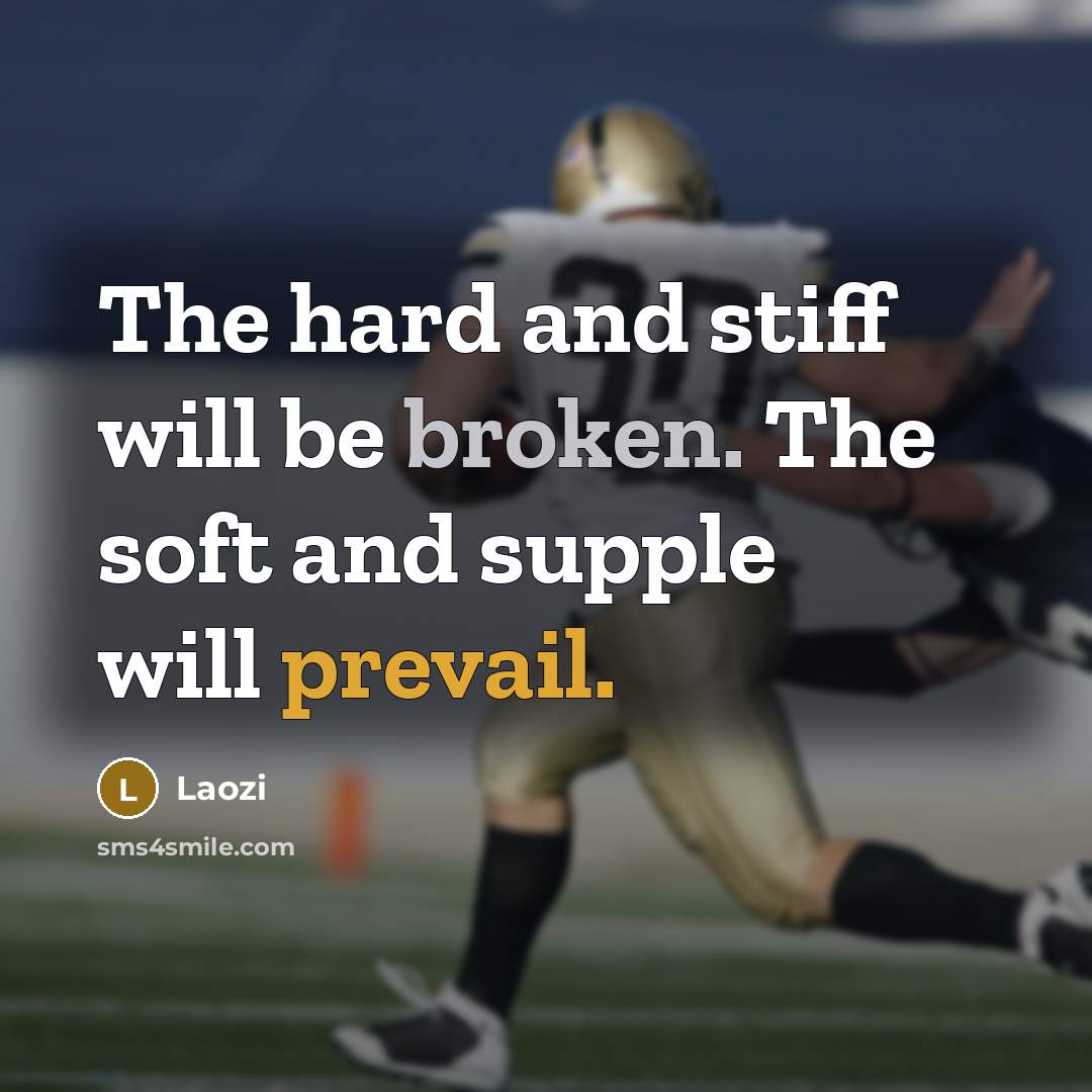 “The hard and stiff will be broken. The soft and supple will prevail.” quote by Laozi