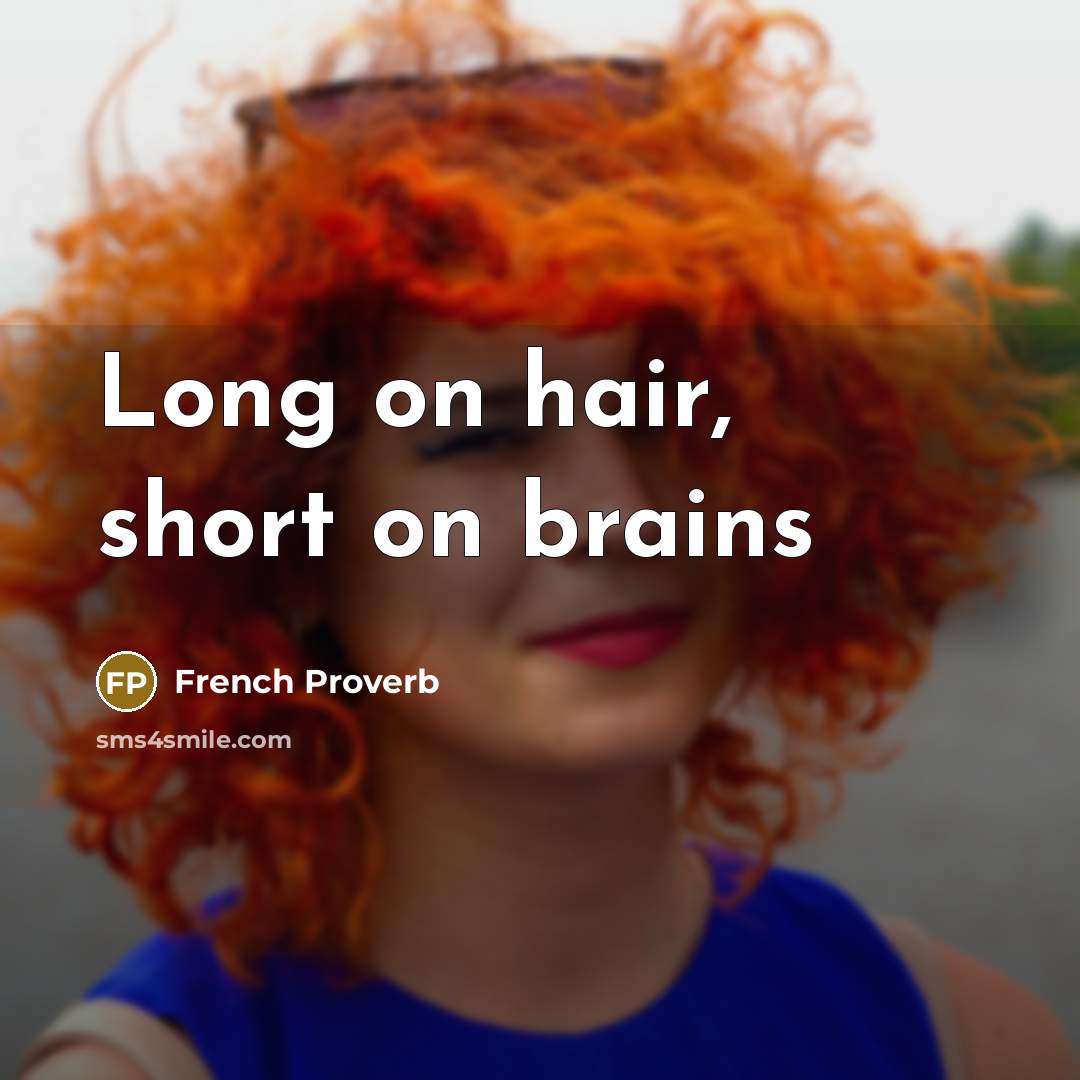 “Long on hair, short on brains” quote by French Proverb