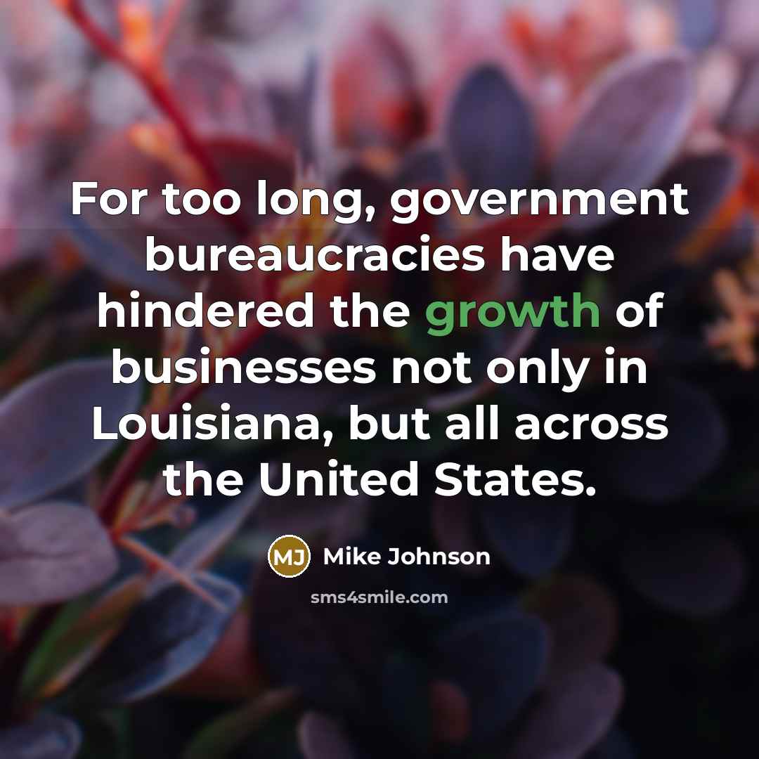 “For too long, government bureaucracies have hindered the growth of businesses not only in Louisiana, but all across the United States.” quote by Mike Johnson