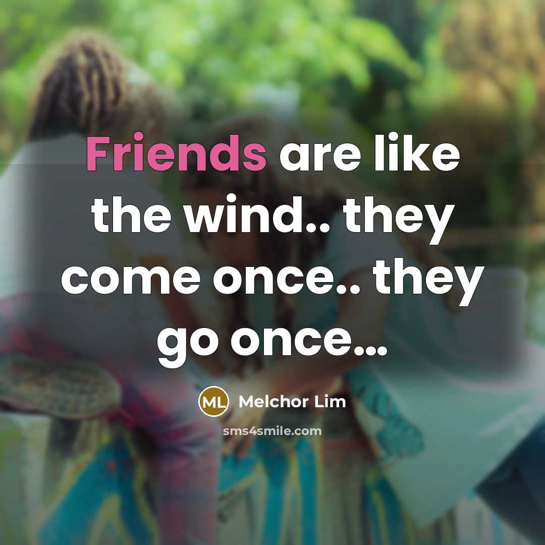 “Friends are like the wind.. they come once.. they go once…” quote by Melchor Lim
