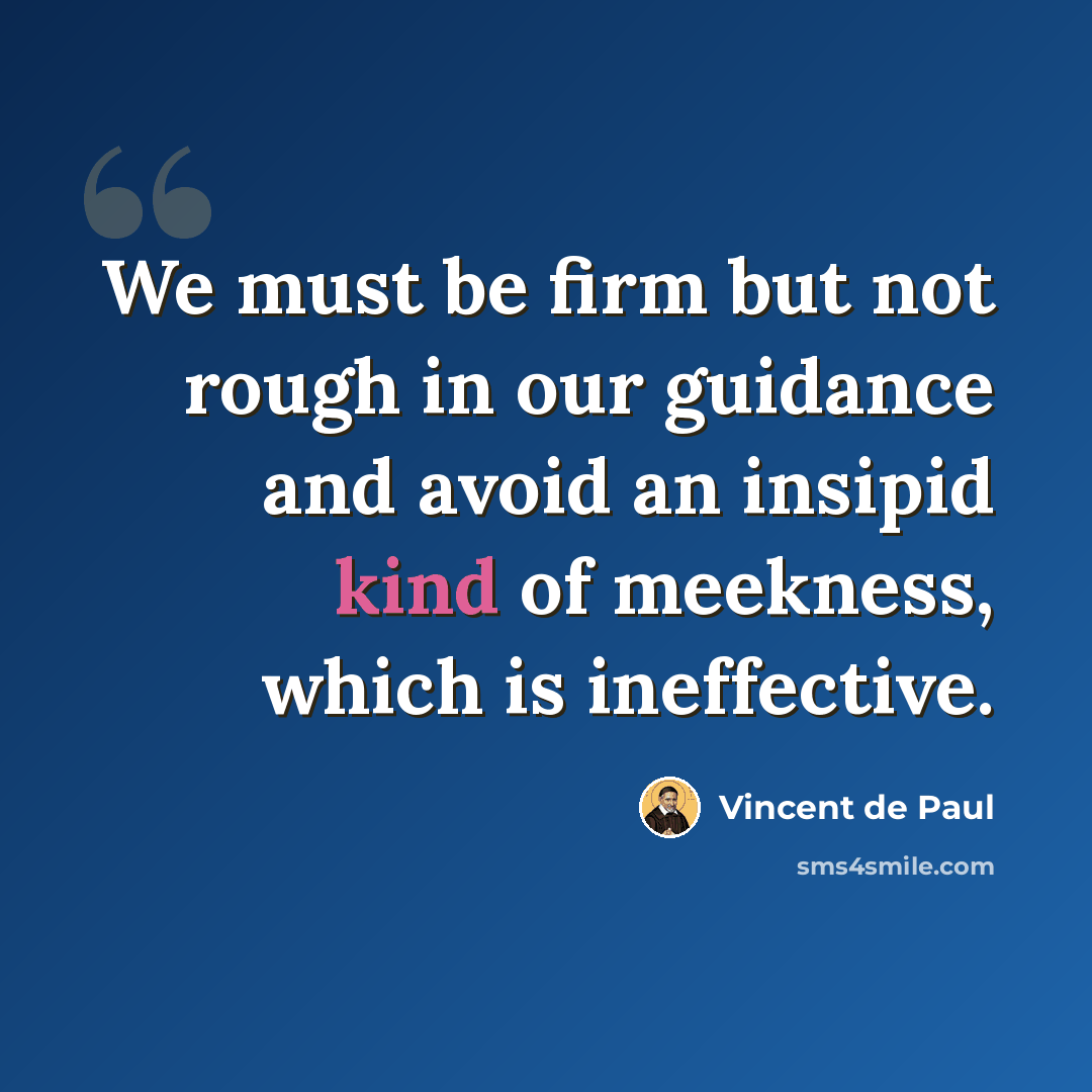 “We must be firm but not rough in our guidance and avoid an insipid kind of meekness, which is ineffective.” quote by Vincent de Paul
