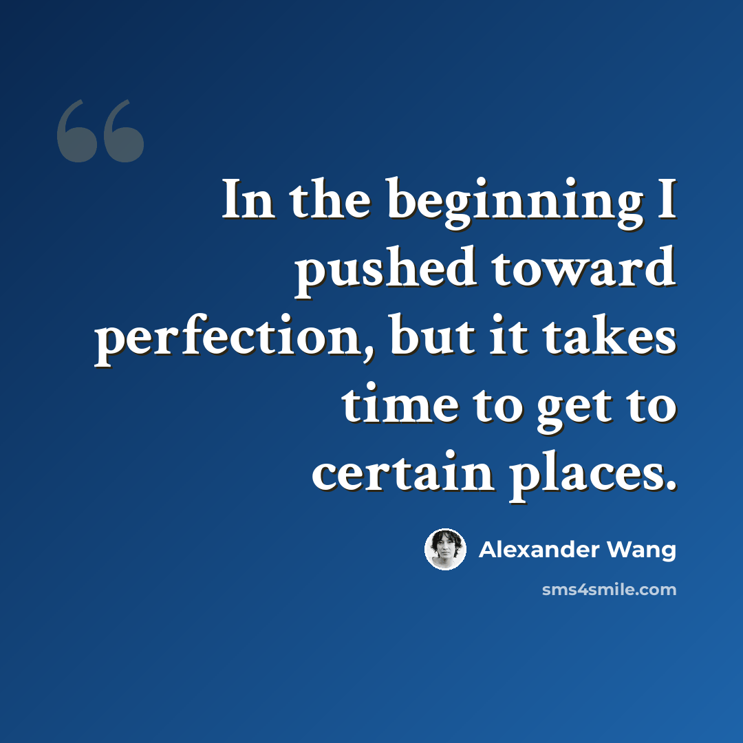 “In the beginning I pushed toward perfection, but it takes time to get to certain places.” quote by Alexander Wang