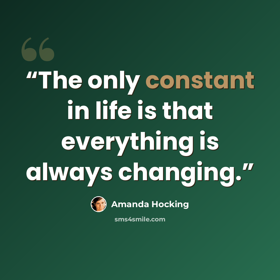 “The only constant in life is that everything is always changing.” quote by Amanda Hocking