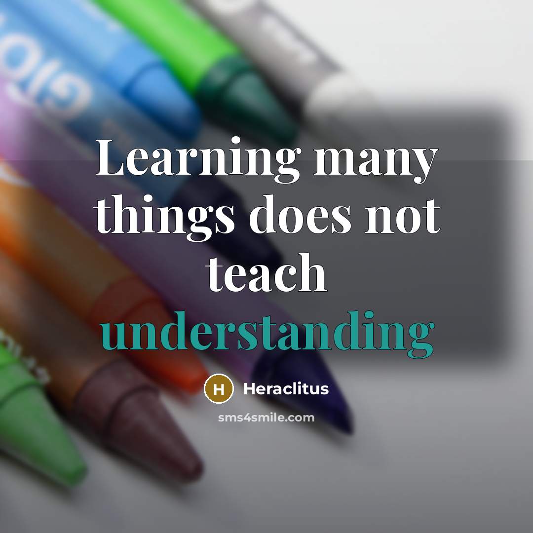“Learning many things does not teach understanding” quote by Heraclitus