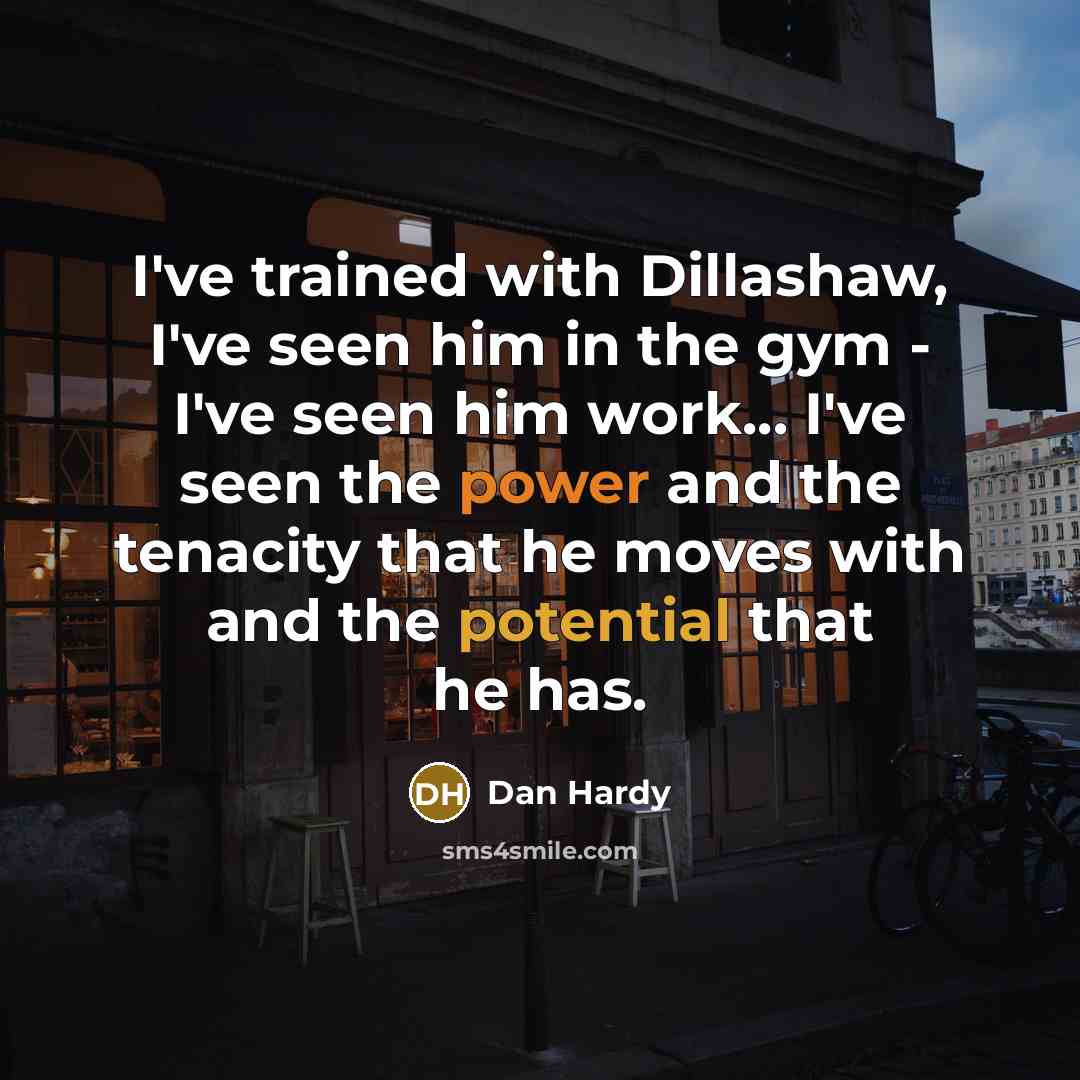 “I've trained with Dillashaw, I've seen him in the gym - I've seen him work... I've seen the power and the tenacity that he moves with and the potential that he has.” quote by Dan Hardy