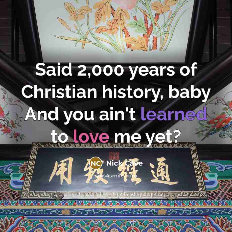 “Said 2,000 years of Christian history, baby And you ain't learned to love me yet?” quote by Nick Cave