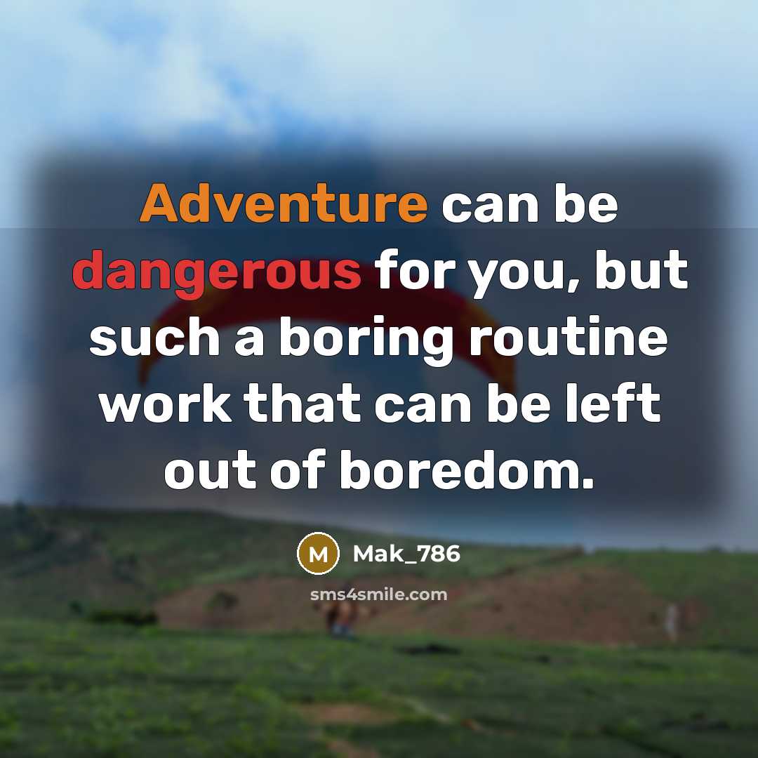 “Adventure can be dangerous for you, but such a boring routine work that can be left out of boredom.” quote by Mak_786