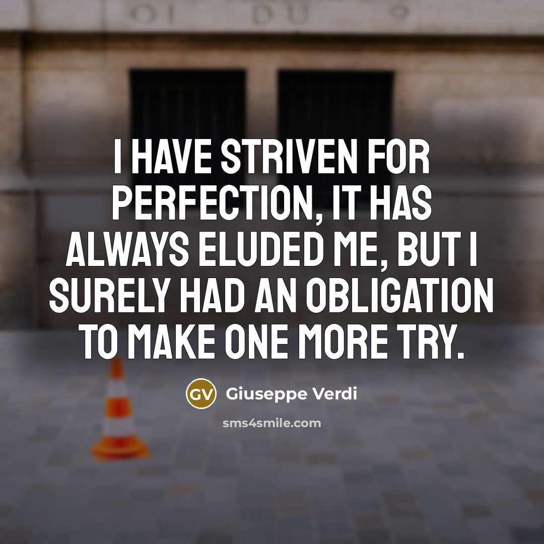“I have striven for perfection, it has always eluded me, but I surely had an obligation to make one more try.” quote by Giuseppe Verdi