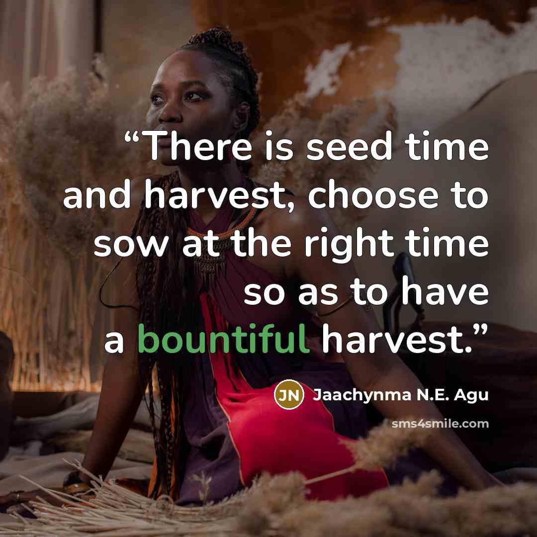 “There is seed time and harvest, choose to sow at the right time so as to have a bountiful harvest.” quote by Jaachynma N.E. Agu