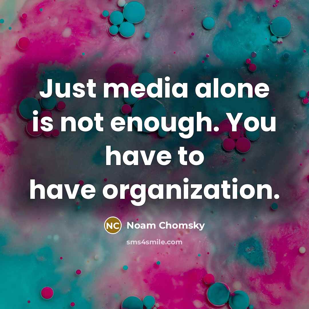 “Just media alone is not enough. You have to have organization.” quote by Noam Chomsky