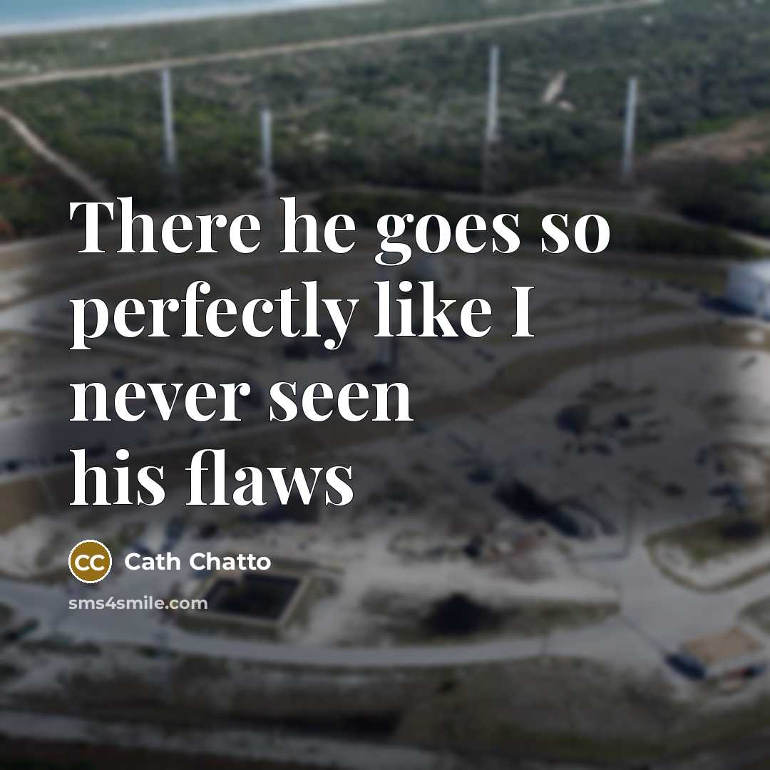 “There he goes so perfectly like I never seen his flaws” quote by Cath Chatto