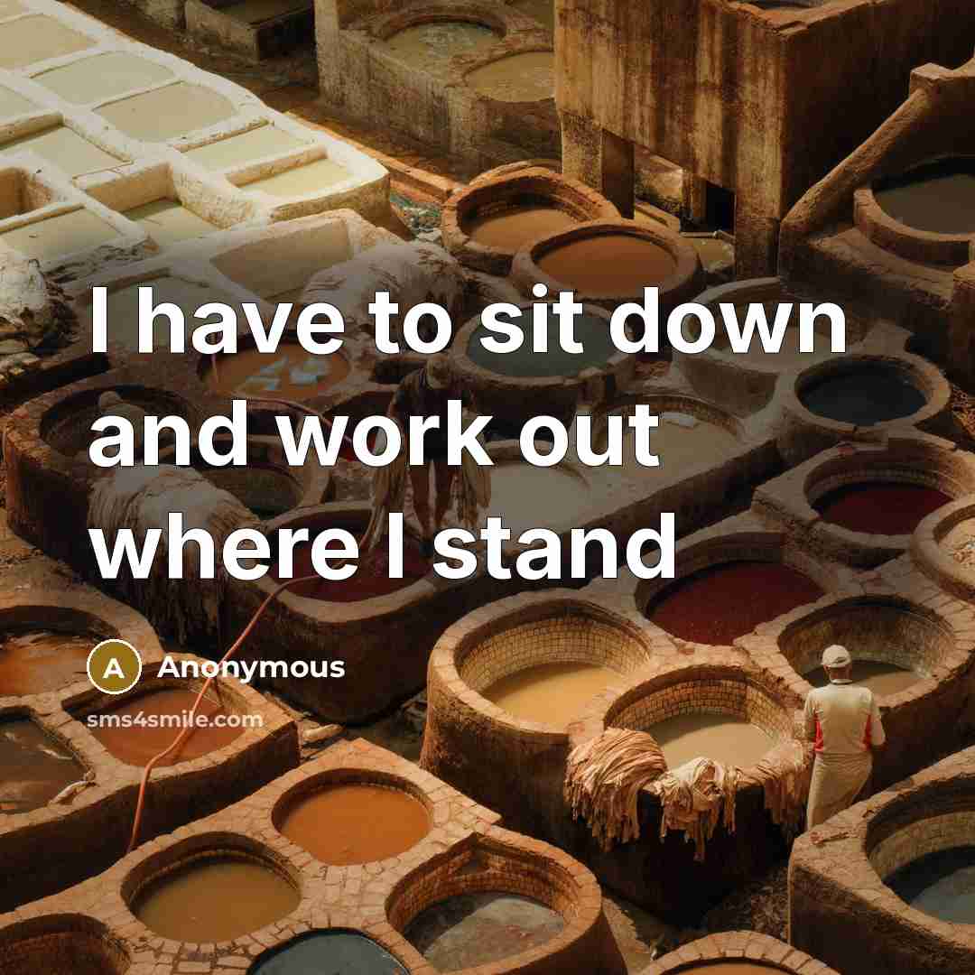 “I have to sit down and work out where I stand” quote by Anonymous