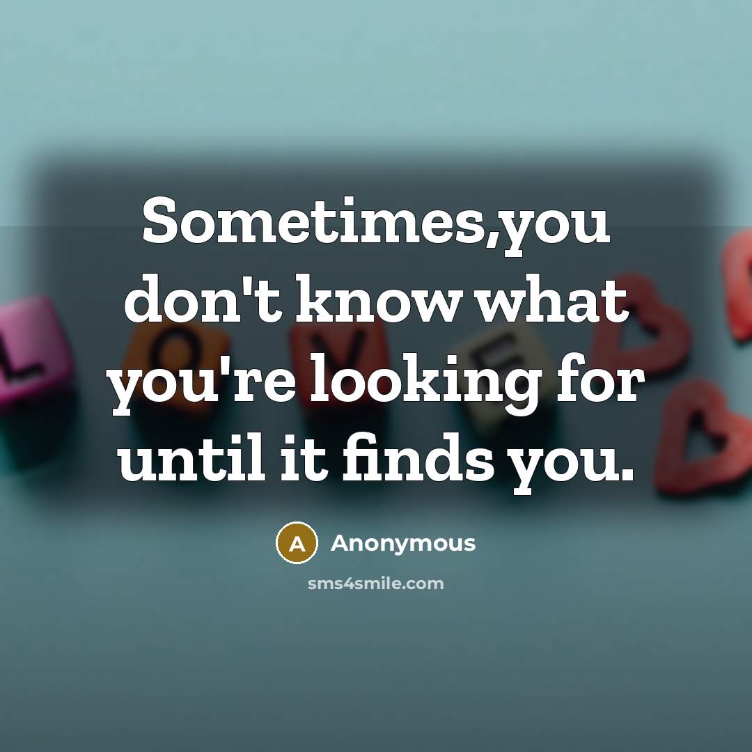 “Sometimes,you don't know what you're looking for until it finds you.” quote by Anonymous