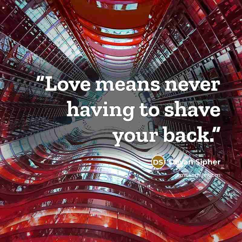 “Love means never having to shave your back.” quote by Devan Sipher