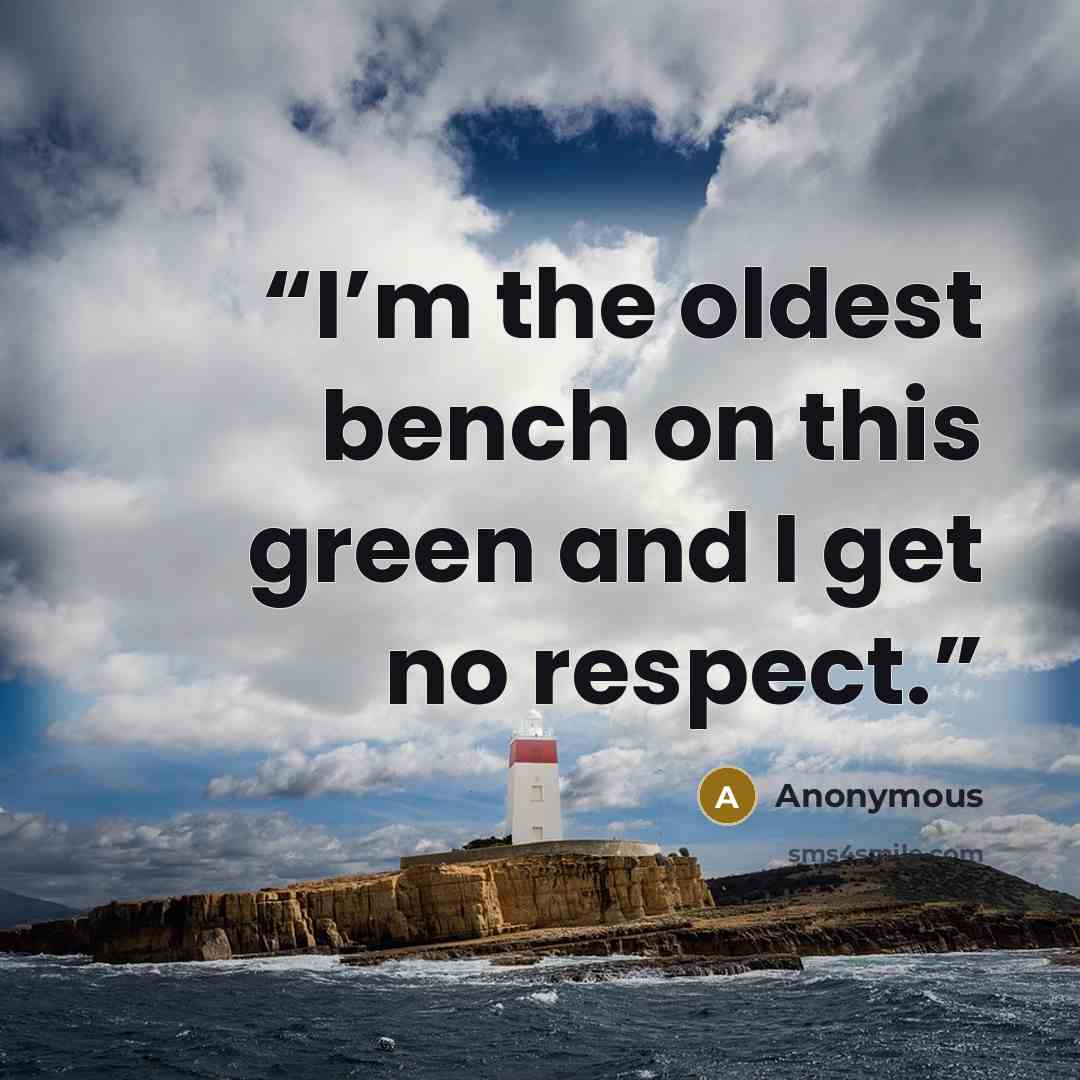 “I’m the oldest bench on this green and I get no respect.” quote by Anonymous