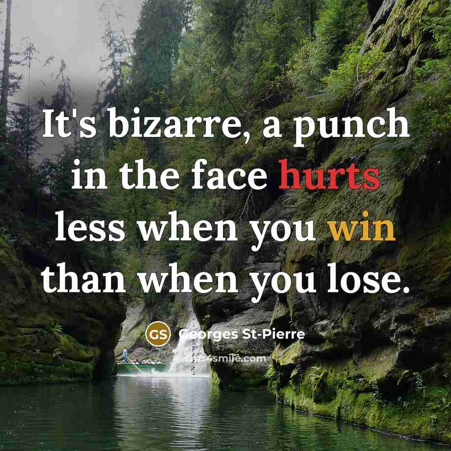 “It's bizarre, a punch in the face hurts less when you win than when you lose.” quote by Georges St-Pierre
