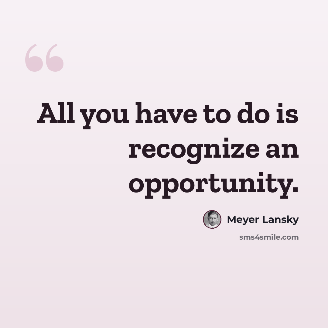 “All you have to do is recognize an opportunity.” quote by Meyer Lansky