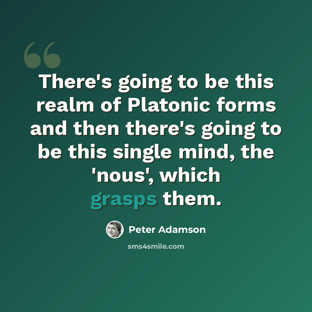 “There's going to be this realm of Platonic forms and then there's going to be this single mind, the 'nous', which grasps them.” quote by Peter Adamson
